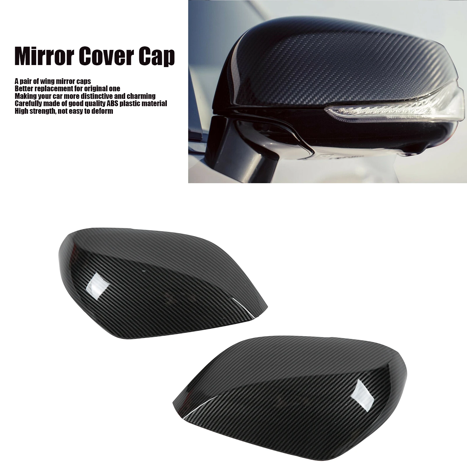 For Infiniti QX50 2014 2015 2016 2017 2018 1 Pair Rearview Mirror Cover Cap Exterior Carbon Pattern Replacement