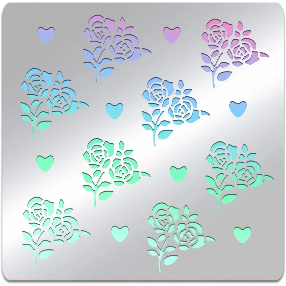 

Rose Metal Stencils Flower Stainless Steel Stencil Metal Journal Template for Wood Burning Engraving Painting Scrapbooking