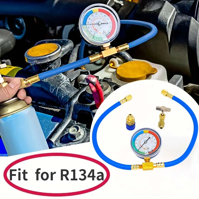 Auto AC Klimaanlage R134A Kältemittel Aufladen Messschlauch mit Manometer Manometer Mess Kit Reparatur Werkzeug – Detail 7