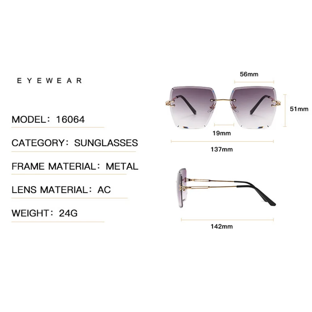 Nouvelles lunettes de soleil à bords coupés sans cadre les plus vendues pour femmes en Europe et en Amérique, lunettes de soleil à dégradé polygonal tendance, lunettes transfrontalières_voghion.com