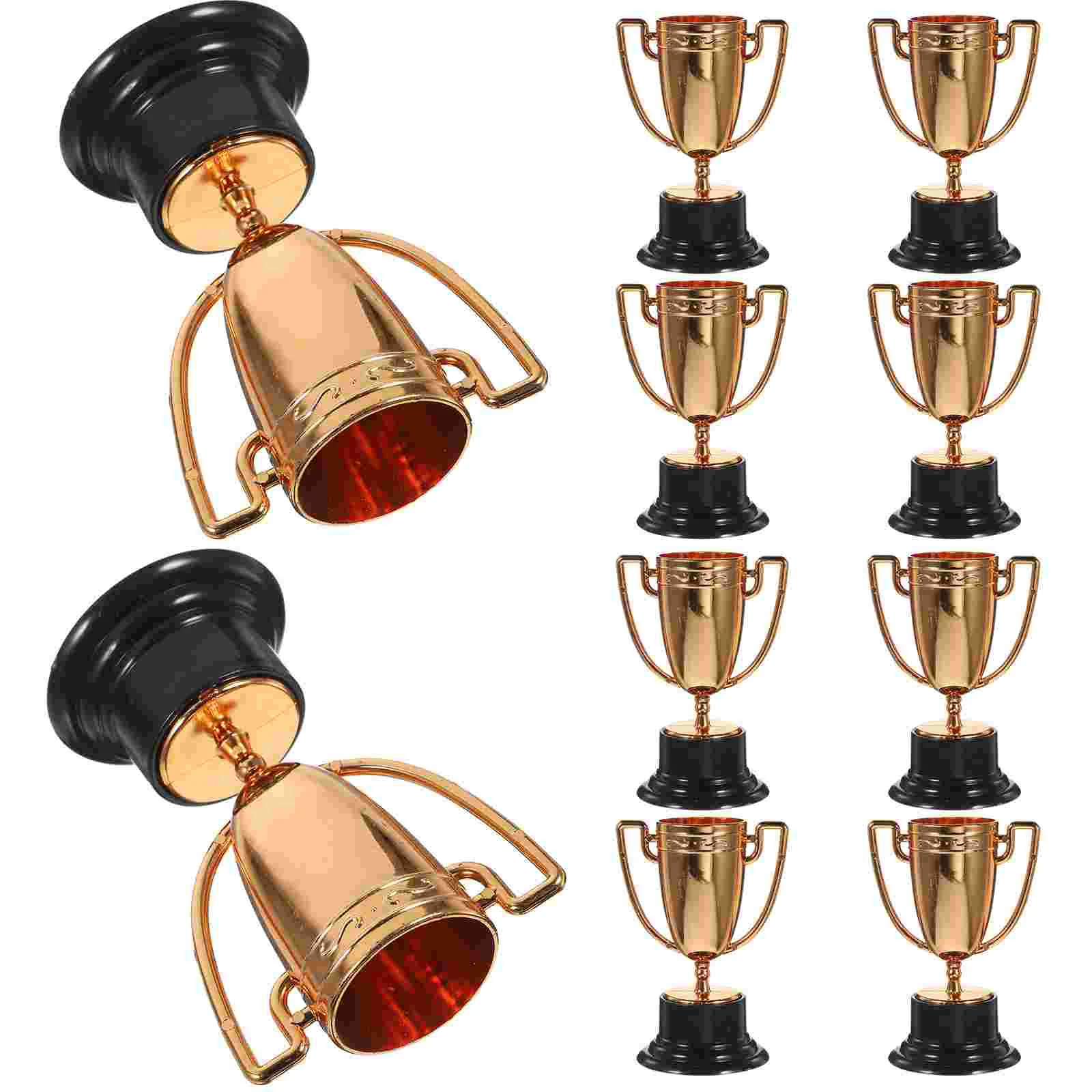 

10Pcs Sports Trophy Props Kids Winning Prizes Plastic Trophy Cups for Football Soccer Party (Random Style)