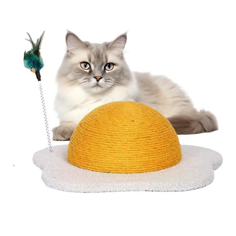 

Cat Scratch Post Interactive Pet Scratching Pad For Cats Poached Egg Shaped Cat Scratching Mat Wear-Resistant Cat Scratcher Post