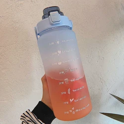 Motivational Gradient 2 - Liter Leak - Proof Sports Water Bottle - 2.0L (Blue orange)