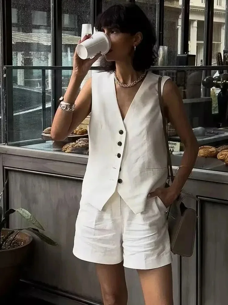 トップス unfil linen vest 5 XL BEAMS JAPAN shorts Linen Vest and Shorts Set – FancyAdd