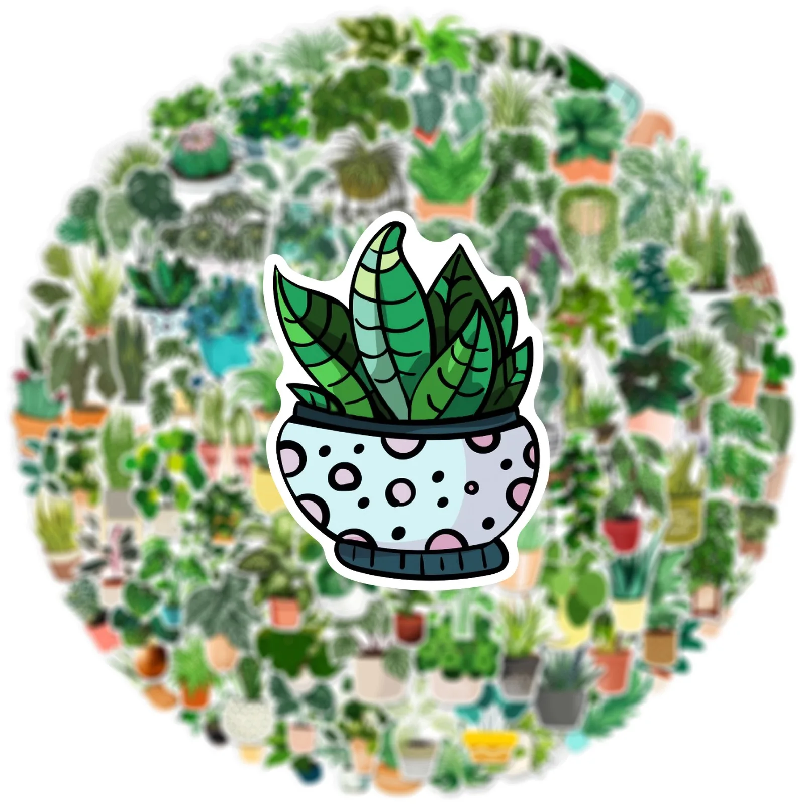 10/50/100pcs Cute Potted Plants Green Aesthetic Stickers Kid Toy DIY Decoration For Fridge Notebook Phone Suitcase Decal Sticker