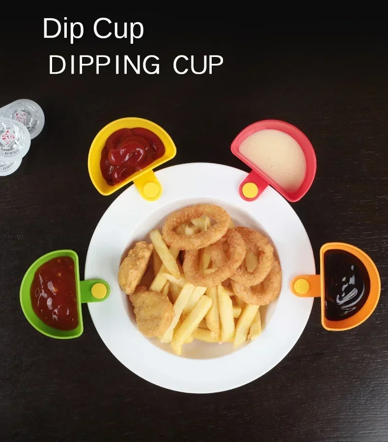 Description Picture 2 of item4Pcs/Set Dip Clip Bowl Dipping Bowl Sauce Holder Assorted Clip Container Dish Plate Tomato Sauce Vinegar Kitchen Gadgets