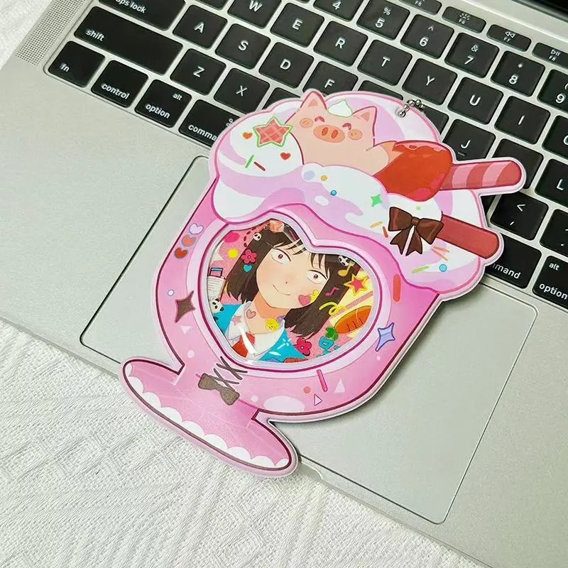 Creative Badge Bag Dessert cup Transparent Window Pvc Badge Protector Fans Supplies Waterproof Anime Display Bag Gift