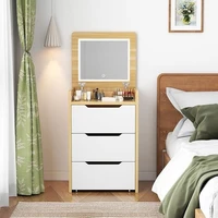 Coiffeuse à couverture rabattable pour chambre à coucher, meubles pour femmes, vanités de maquillage, commode multifonctionnelle moderne, Design avec lumière Led 1