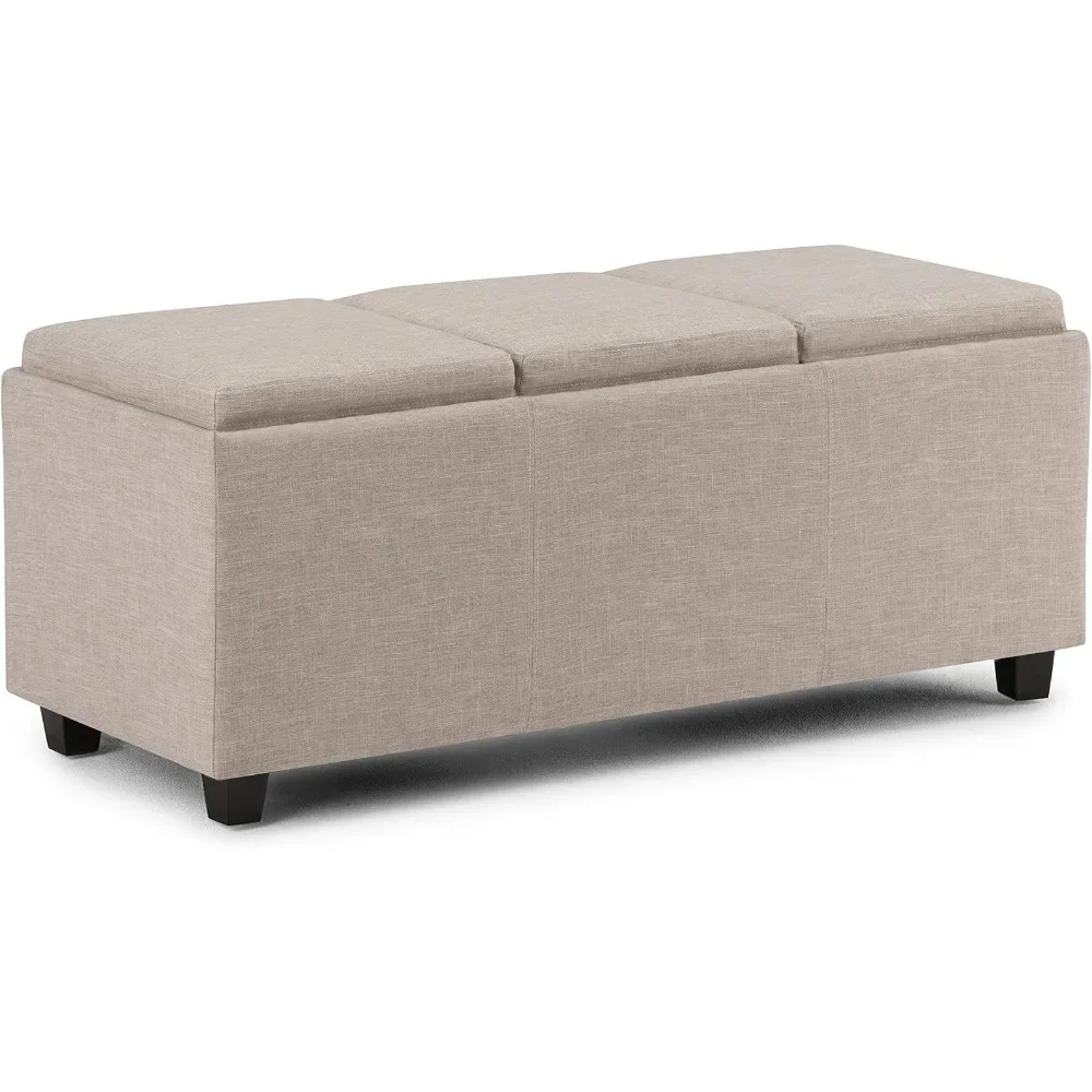 

For the Living Room Folding Sofa Bed 42 Inch Wide Contemporary Rectangle Storage Ottoman in Natural Linen Look Fabric Step Stool