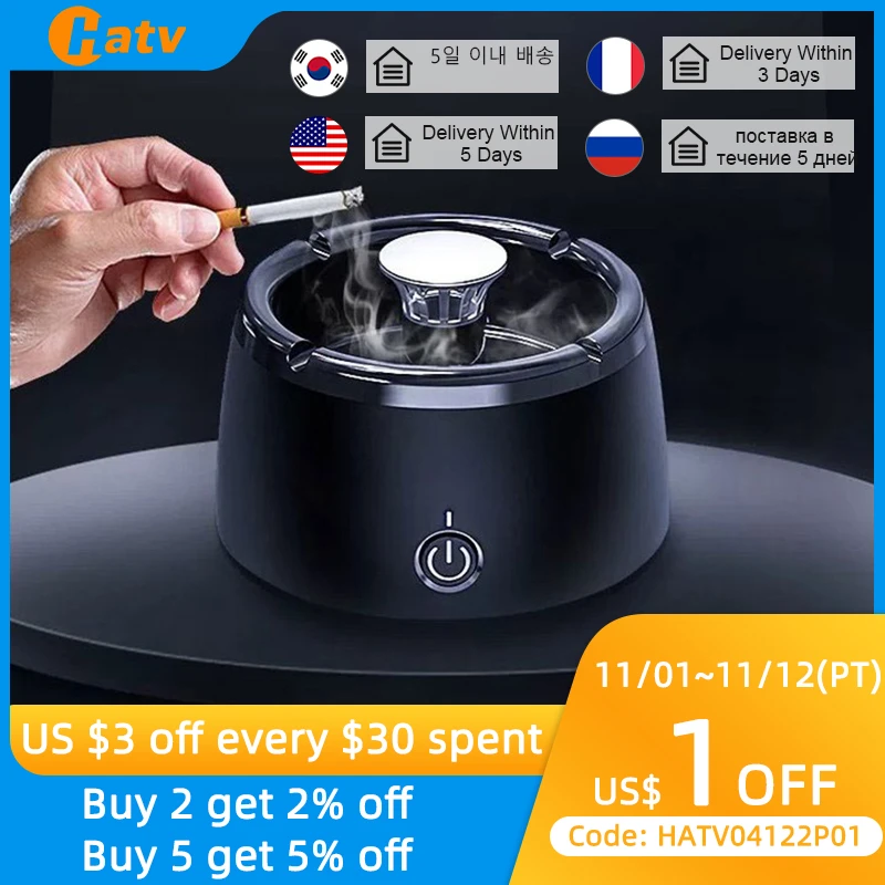 Hatv Ashtray Air Purifier Smart Portable Smoke Removal Ashtrays Usb