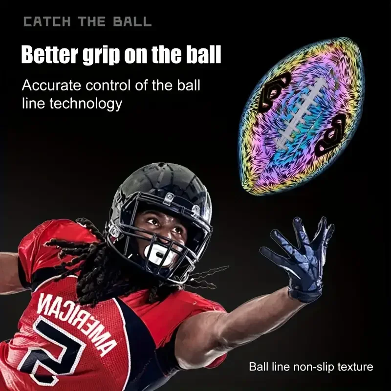 1 Pc Luminous Reflective Rugby PU Standard Match Training Ball No. 6 No. 9 American Football Ball