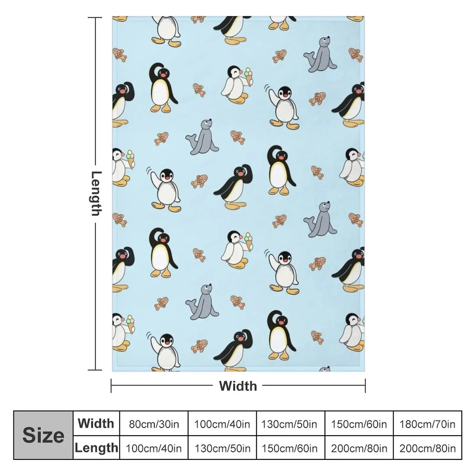Noot pingu and friends Throw Blanket Soft Plush Plaid Cute Blanket Plaid Summer Blanket 2