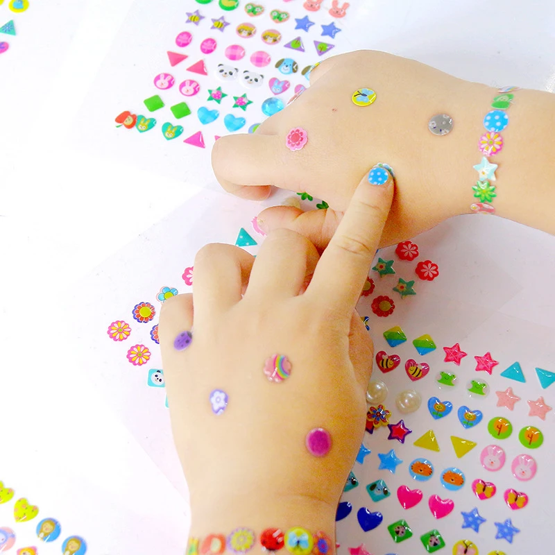 Children Sticker Earrings 3D Gems Girls Sticky Earrings Self-Adhesive Glitter Craft Crystal Nail Decoration Make-up Stickers sticker jewellery toy