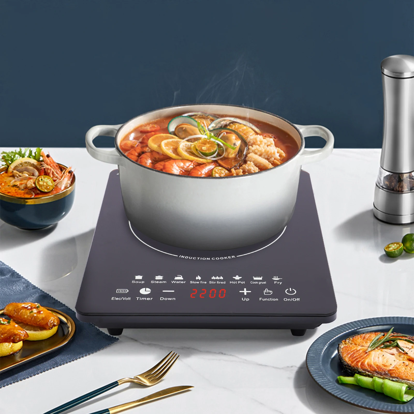 Description Picture 2 of item750W 110V Electric Induction Cooktop Explosion-proof Glass Touch Panel Automatic Shut-off Over-heat Waterproof Leakproof