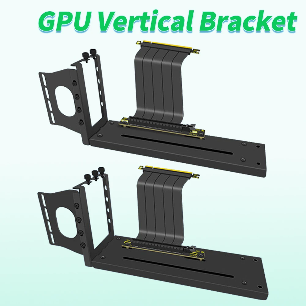 

2 /3 Slots PCIE x16 Graphics Card GPU Vertical Mount Bracket Holder + GEN4 PCI Express 4.0 16X Riser Extension Cable Black White