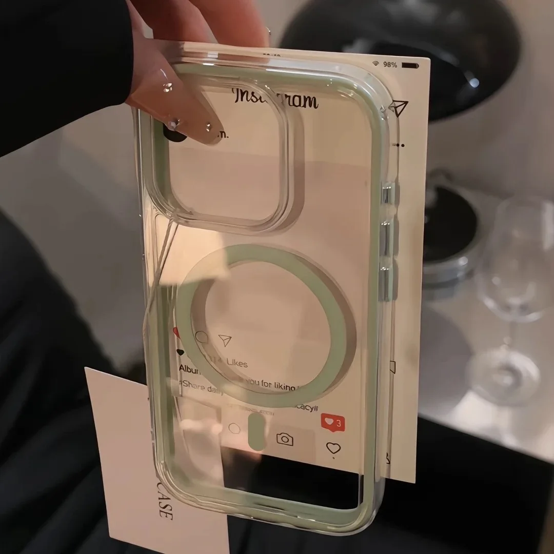 Transparent Soft Color Magnetic Bumper Phone Case with MagSafe Compatibility
