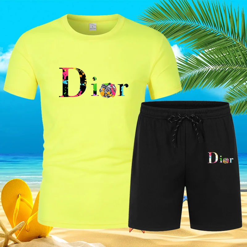 بدلة تيشيرت بأكمام قصيرة للرجال ، ملابس رياضية للر...