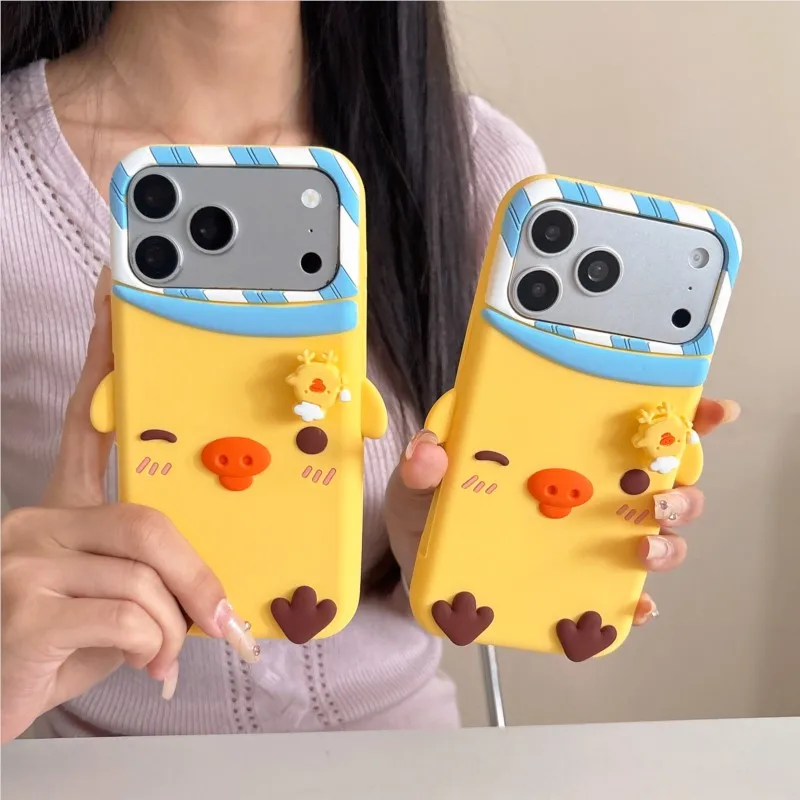 Cute 3D Cartoon Chick Silicone Phone Case