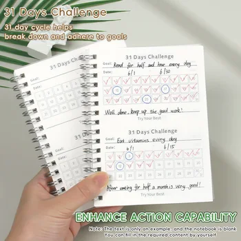 31 giorni Planner Sfida quotidiana Blocco note Lista di controllo dell'autodisciplina Blocco note autoadesivo Mini quaderni tascabili Lista di controllo