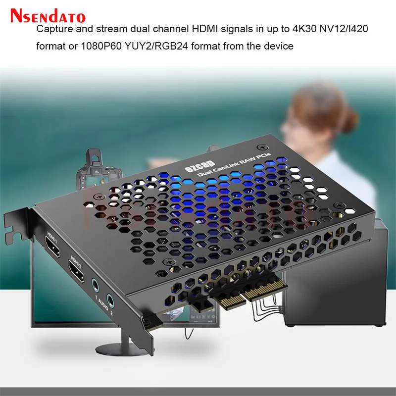 Ezcap365 Dual CamLink RAW PClE HDMI Game Capture Grabber Card Recorder & Live Streaming for DSLRs Camera Laptop PC Camcorders