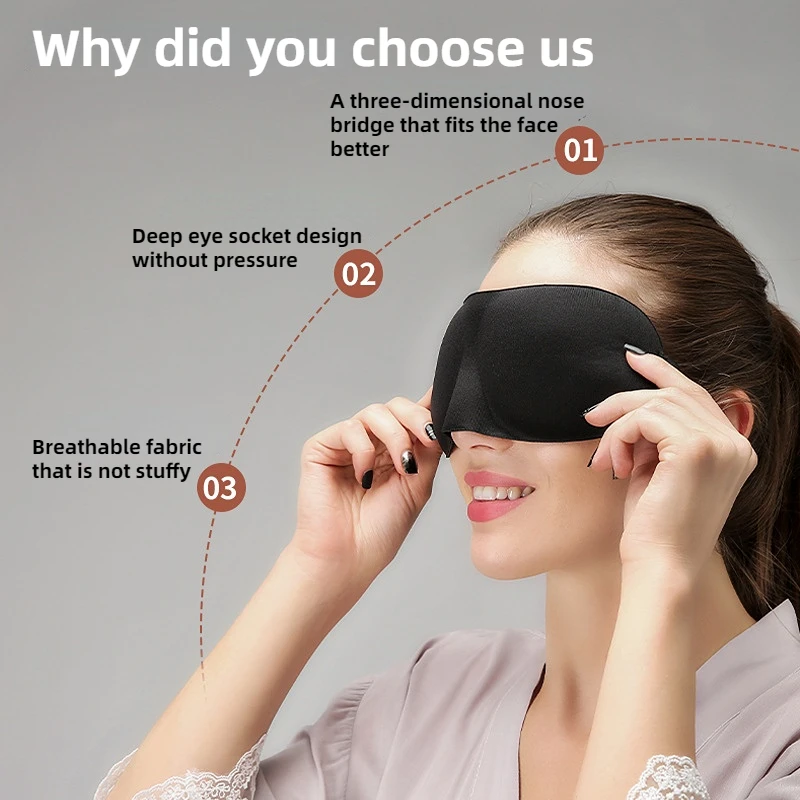 Eye Mask for Sleeping 3D Contoured Cup Blindfold Concave Molded Night Sleep Face Masks Fatigue-Relieving Light-Blocking Eye Mask