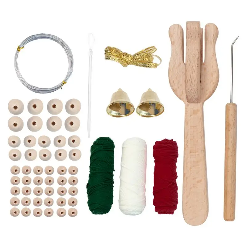 

Wooden Knitting Fork And Needle Kit Knitting Woven DIY Craft Kit Wood Weaving Crochet Needle Knitting Fork Weaving Tool For Home