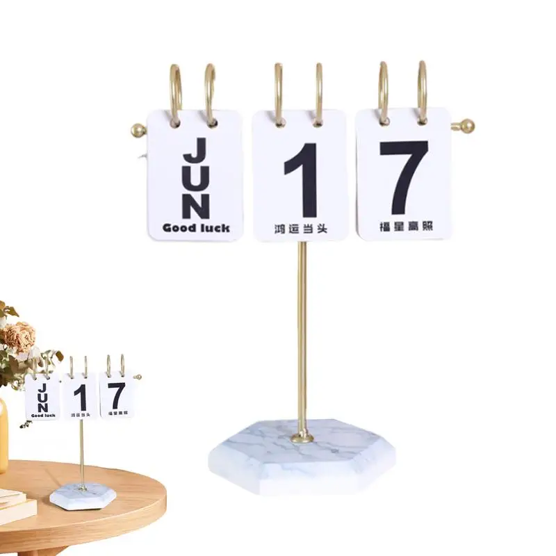 

Desk Calendar Decoration Reusable Iron Frame Calendar Ornament Tabletop Perpetual Calendar Metal Desk Calendar For Office