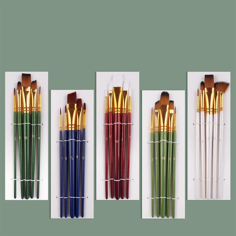 

5pcs/set Nylon Paint Brushes Professional Artist Paint Brushes For Watercolor Acrylic Oil Painting Face Nail Art and Art Supplie