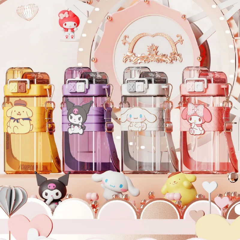 520ml Sanrio Kuromi Water Bottle Kawaii Hello Kitty Cinnamoroll