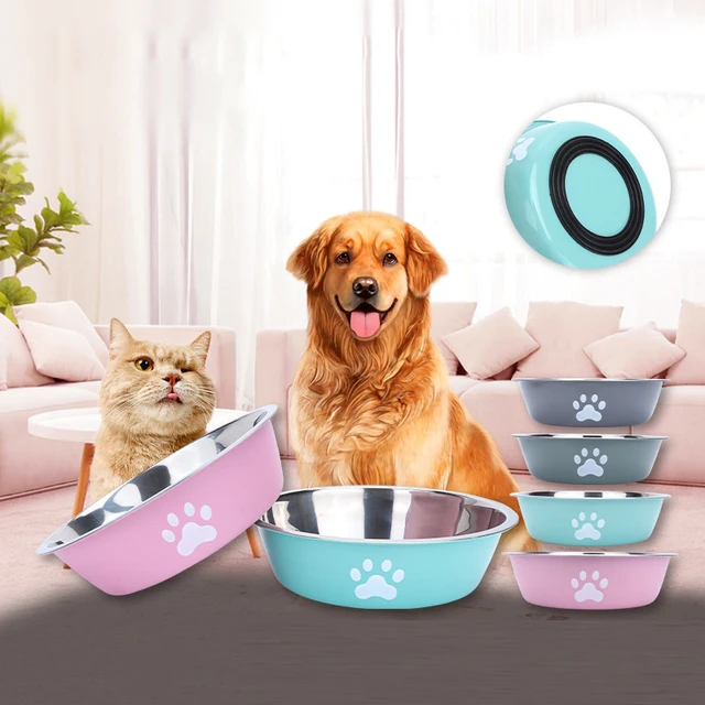 Dog bowl new pet bowl large capacity dog ​​food bowl stainless steel anti-overturning household dog bowl pet supplies 2