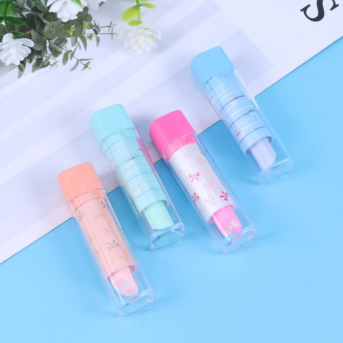 

10pcs Lipstick Shaped Eraser Creative Stationery Pencil Eraser Creative Gift for Kids Students (Random Style)