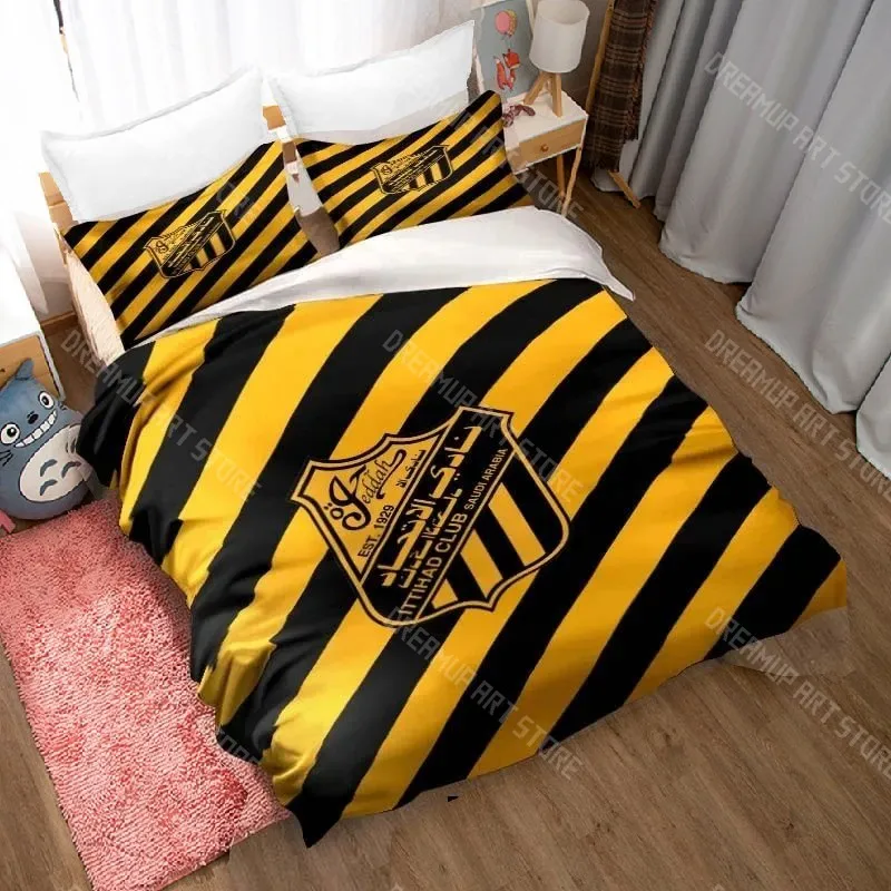 3D Print Fashion Al-Ittihad Club Jeddah Club Bedding Set Boys Girls Twin Queen Size Duvet Cover Pillowcase Bed Kids Adult 6