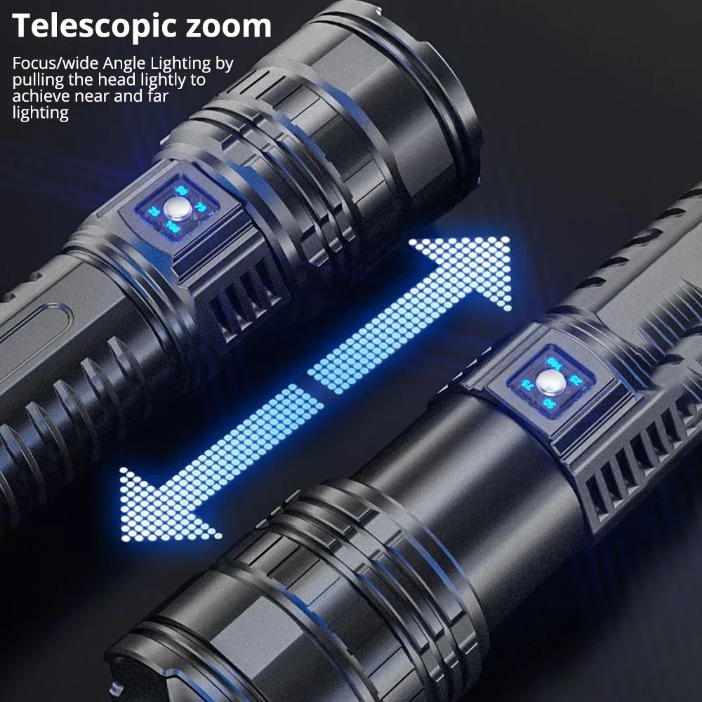 Description Picture 5 of item15000mah Built-in Battery 1000W Most Powerful Led Flashlights Tactical Flash Light Emergency Spotlights 4km Holiday Gifts