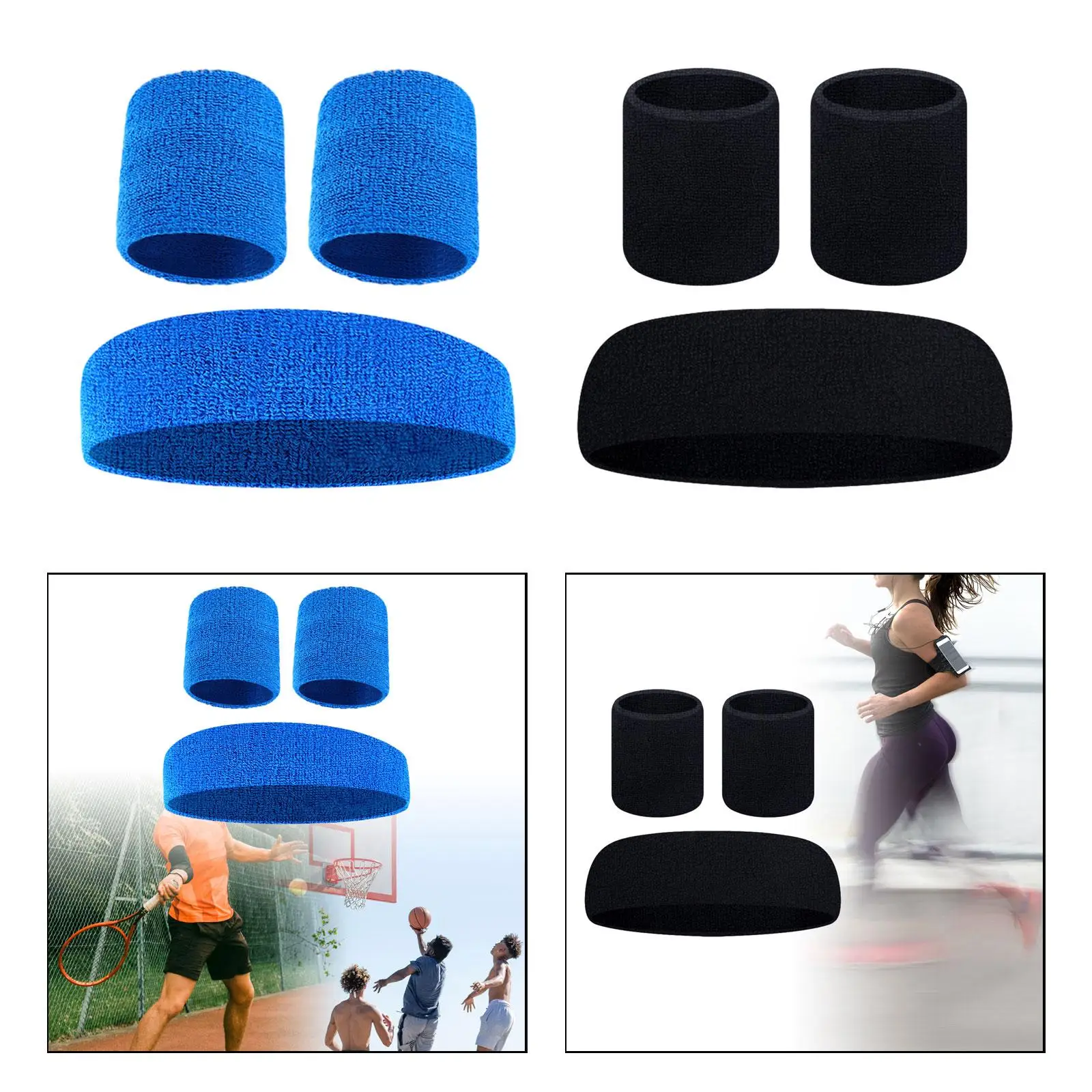 Headband Wristband Stretch Belt Hair Band Soft Elastic Absorb Sweat Sweatband for Cross Training Cycling Tennis Workout Yoga