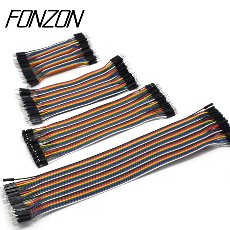 Assorted Multicolored Jumper Wire Kit - Female to Male Dupont Ribbon Cables, 10-40cm Length Options
