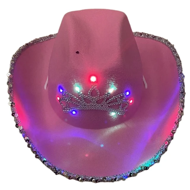 Neon Sparkly Glitter Space Cowboy Hat 