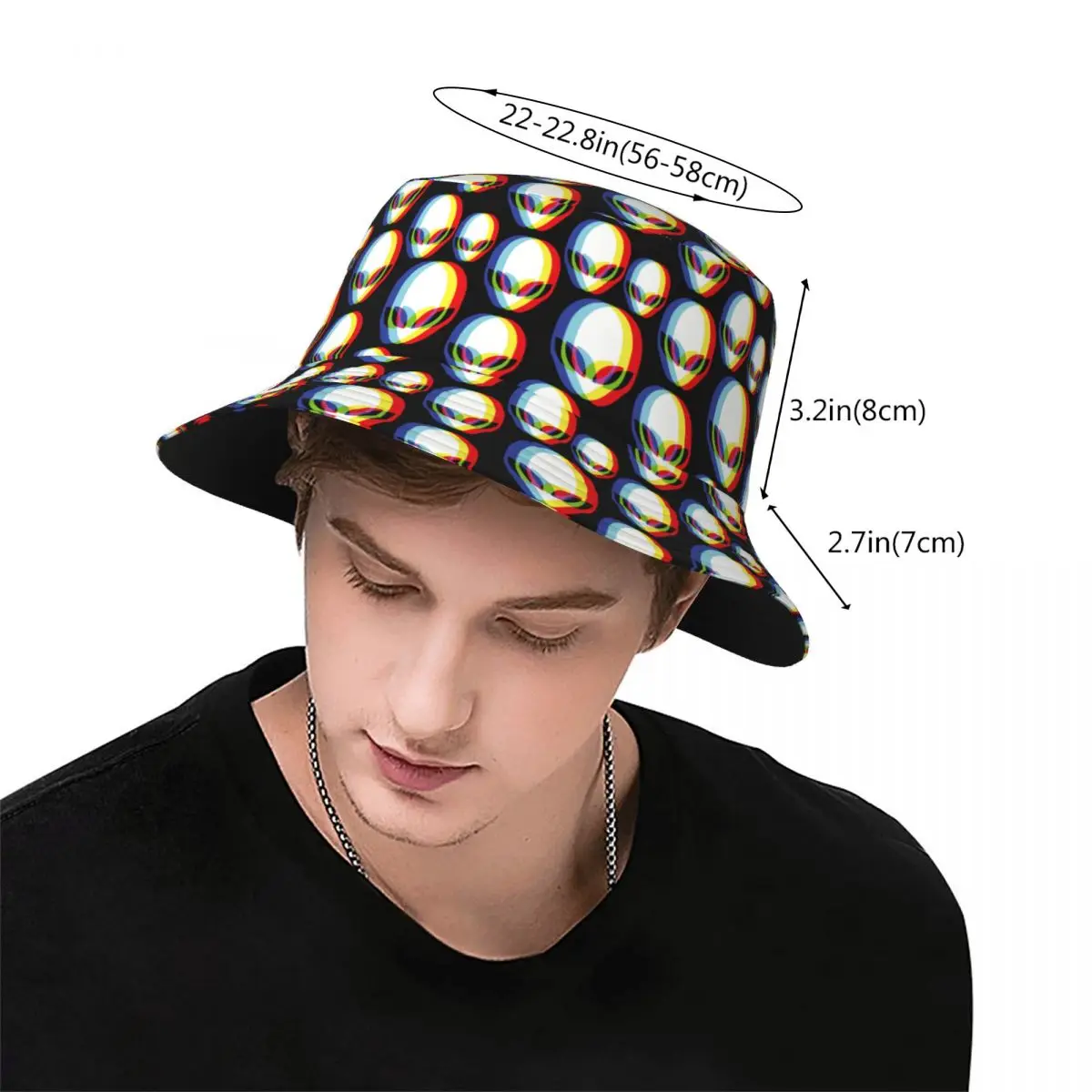 Boky chmel psychedelické 3d cizinec móda kbelík čepice muži ženy rybaření klobouky trippy vetřelci merch vocation getaway headwear estetická