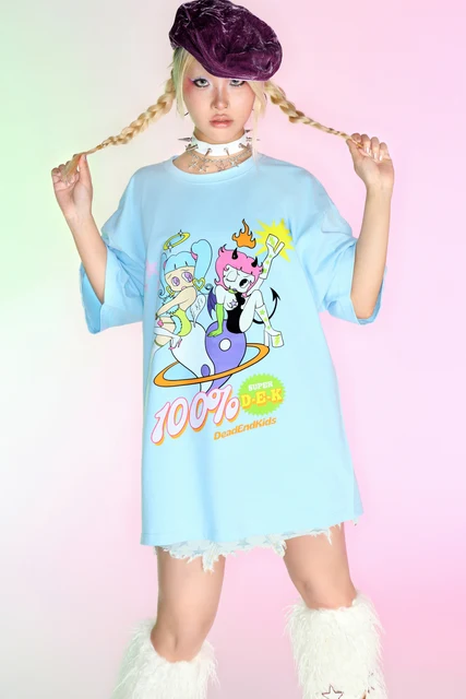 Deadendkids 거친 스타일을 표현하는 컬러풀한 만화 티셔츠