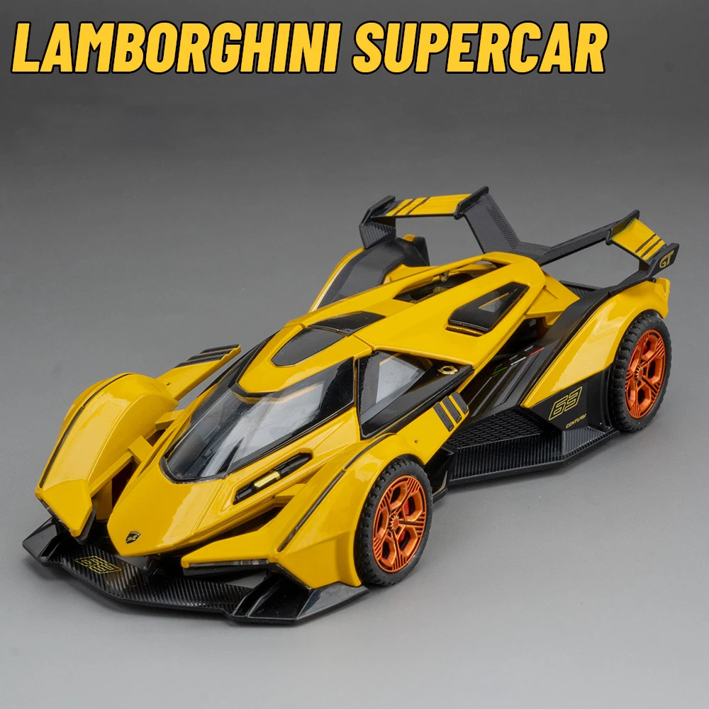 Модель автомобиля Lambos Vision Gran Туризм V12 GT из сплава в масштабе 1:32, Игрушечная модель автомобиля, литье под давлением, звук и искусство, автомобили, игрушки для детей, автомобили