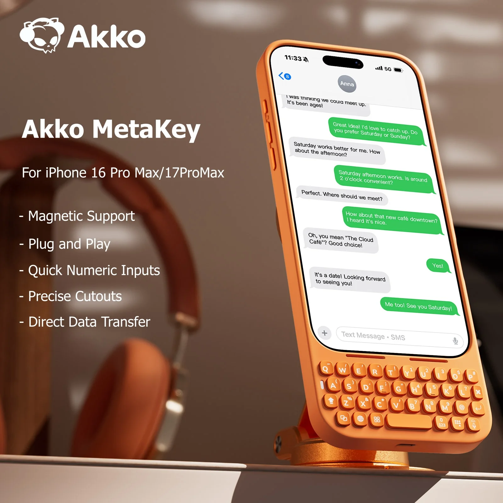 Akko MetaKey Phone case With Keyboard PU TPU with Magnetic Support
