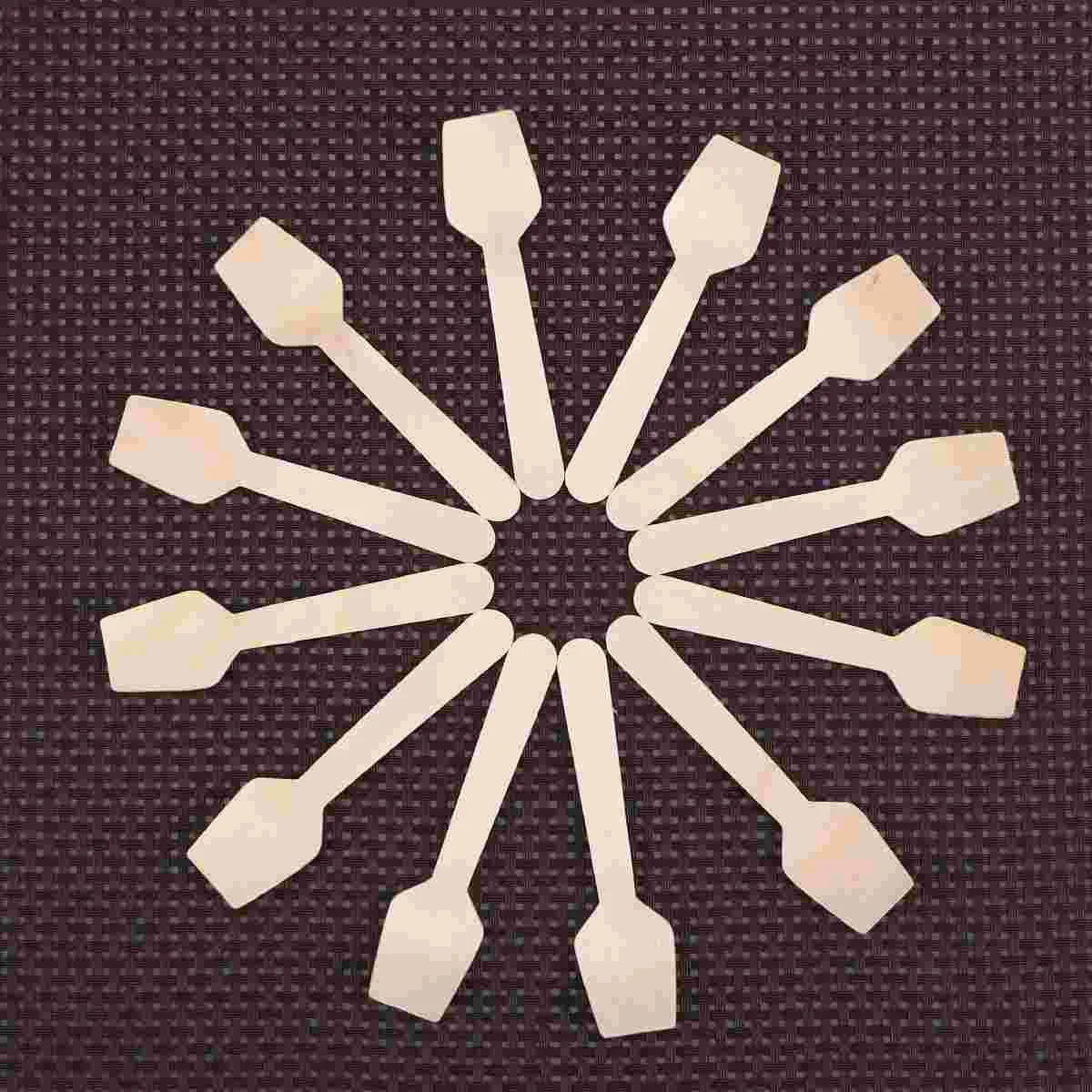 80 Pcs Plastic Spoons for Party Disposable Small Wooden Ice Cream Square End Dessert of Verrine