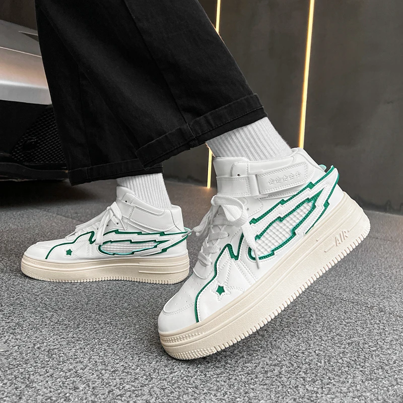 Streetwear White Men's Skateboard Shoes Winter Outdoor Platform High Top Sneakers For Men Fashion Casual Skate Board Shoes Man