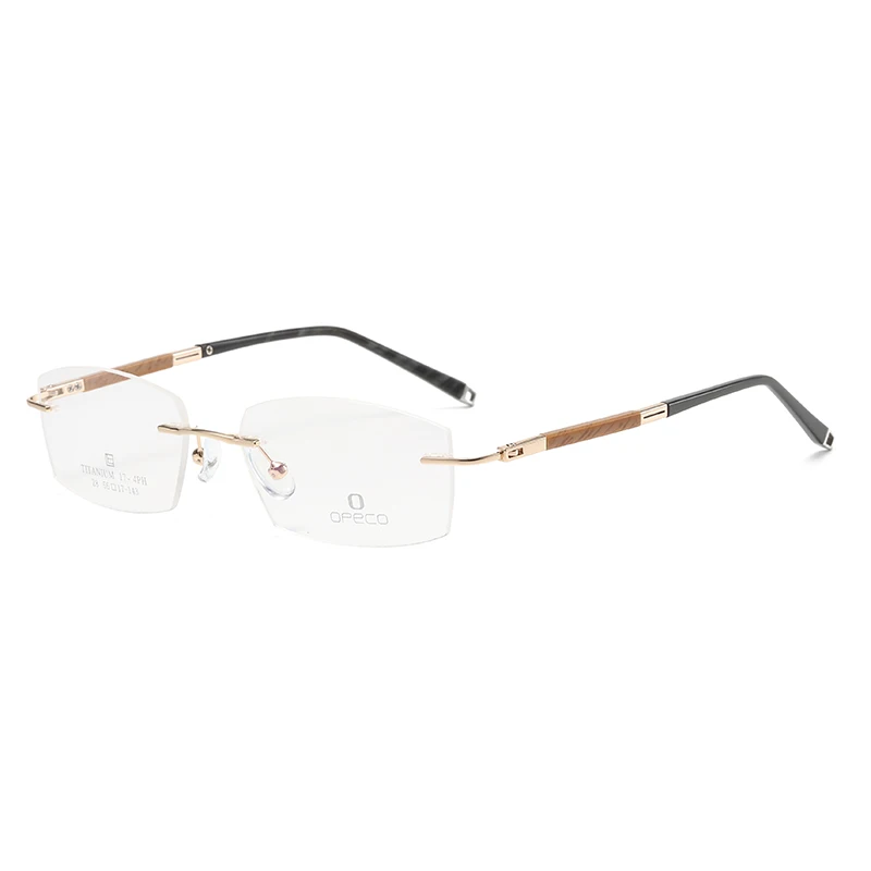 ZIROSAT Y063 Titanium Male Rimless Eyewear Diamond Trimmed
