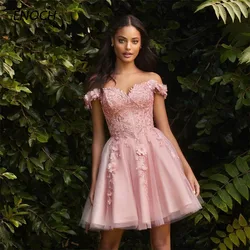 ENOCH Modern A-Line Homcoming Dresses Sweetheart Off Shoulder Appliques Backless Party Gown Pleat Above Knee Vestidos De Gala