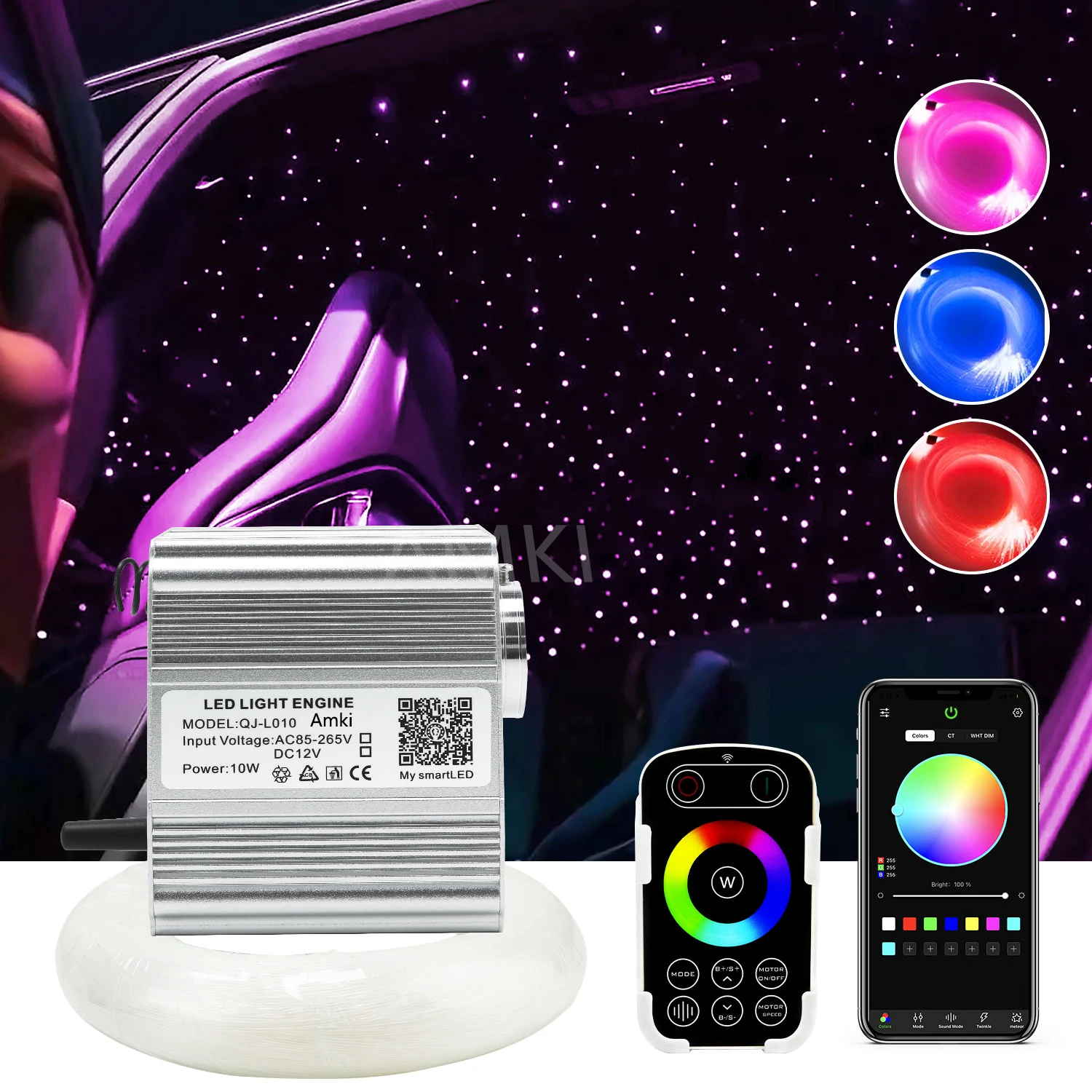 10 Вт мерцание RGBW автомобильное звездное небо фотосенсорное Радиочастотное светодиодное украшение интерьера автомобиля аксессуары лампа для крыши автомобиля Звездные светильники потолочные