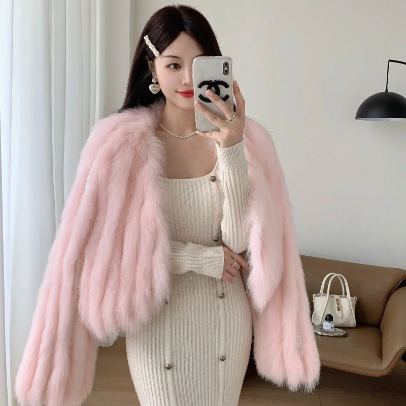 

Winter New Women's Korean Edition Short Coat Thickened Fox Hair Fashion High end Sweet Fur High end Coat Jacket