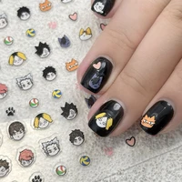 Tobio Kageyama Shoyo Hinata Kozume Kenma Nail Stickers Cute Chibi Head Heart Nail Art Accessories Decals Volleyball Kawaii 1
