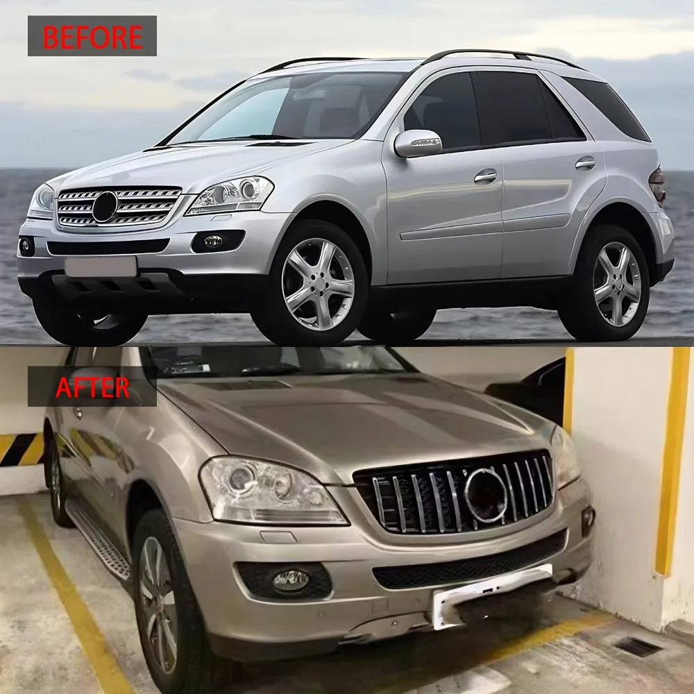 메르세데스-벤츠 ML 클래스 W164 용 전면 흡기 그릴 레이싱 그릴 2005-2008 2009-2011 ML320 ML300 ML400 ML500 ABS TuningKIT
