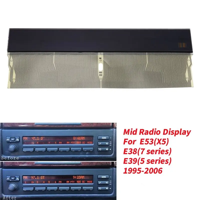 BMW X5 E53 5 시리즈 E39 E38 7 시리즈 1996-2003 차량 계기판 LCD 디스플레이 미드 라디오 클러스터 리본 케이블 LCD 스크린