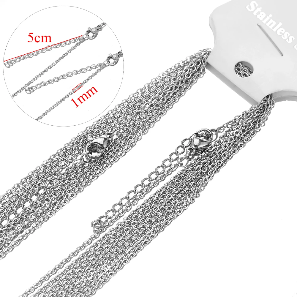 Set of 10 Rose Gold Stainless Steel Link Chain Necklaces with Extension, DIY Jewelry Making Chokers Accessories